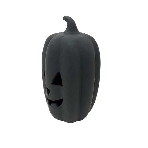 12" Paper Mache Jack-o’-Lantern Pumpkin Decor, Black – Halloween 2025 Walmart - Picture 3 of 8